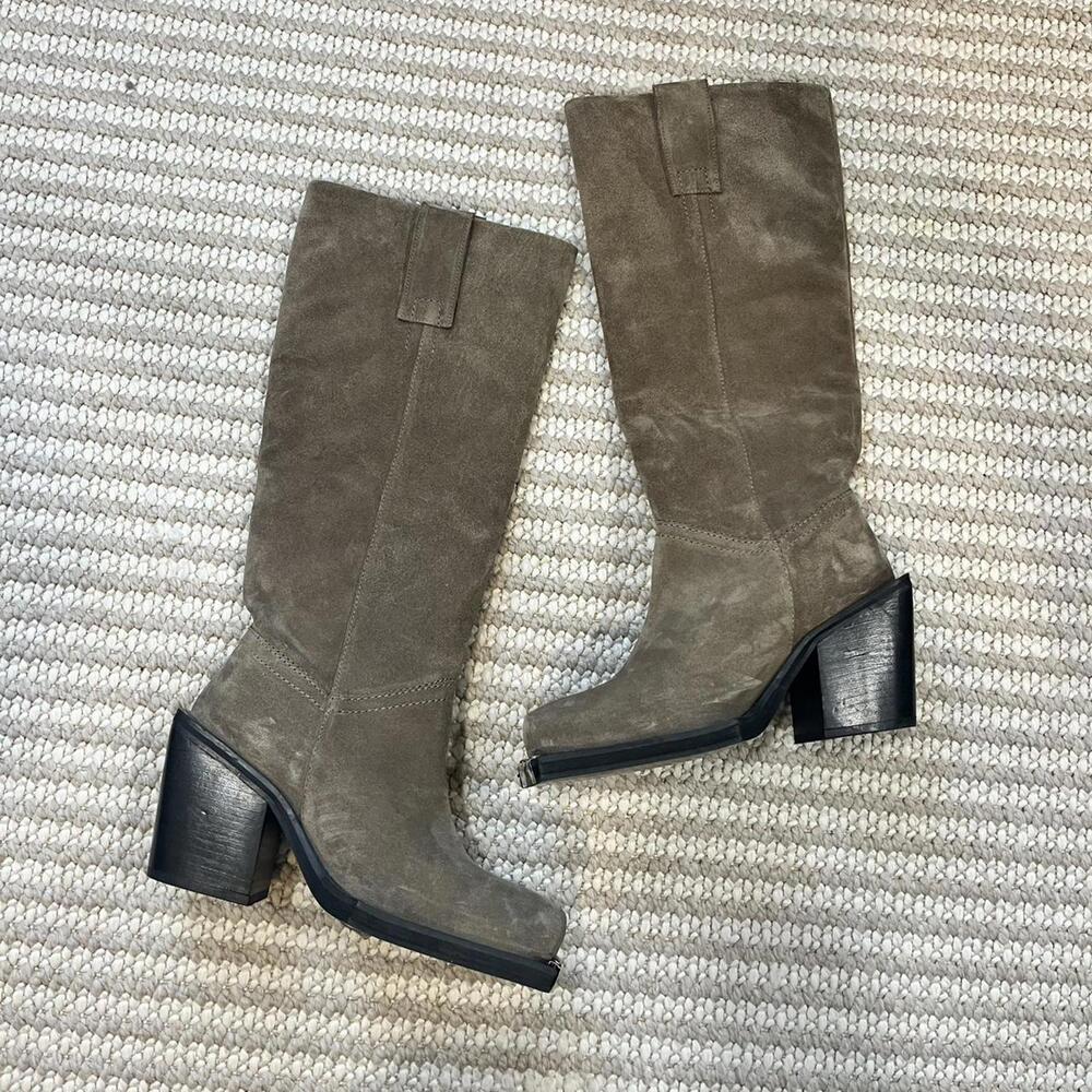 ASOS Tan Suede Boots with Block Heel - Picture 3 of 10